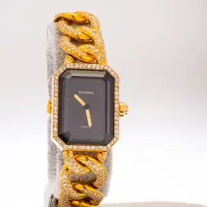 Chanel Premiere 18k Gold and 3.9 ct Diamond Pave Watch