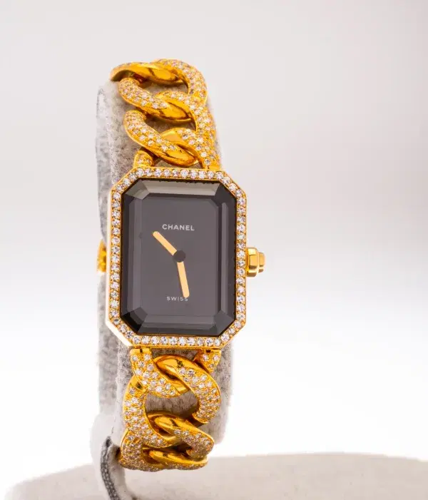 Chanel Premiere 18k Gold and 3.9 ct Diamond Pave Watch